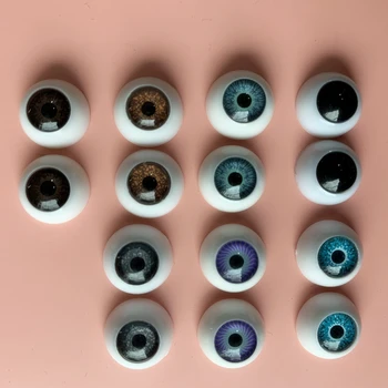 7 Çift 12mm Akrilik Bebek Gözler çocuk Mavi Mor Göz Küresi Bebek Aksesuarları Yarı dairesel İçi Boş Geri Sahte Gözler Gözbebekleri