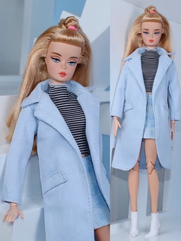 Uzun mavi ceket / Rüzgarlık giyim kıyafet 1/6 BJD Xinyi FR ST barbie bebek / 30cm oyuncak bebek giysileri
