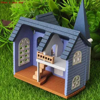 Masal Şehir Evi DIY Mini Ahşap Bebek Minyatür Aksesuarları El Sanatları Yapı Oyuncak El Sanatları Mobilya Kiti Mini Ev