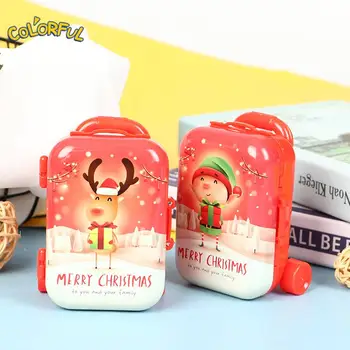 1 Adet 7*7*3.5 cm Yeni Dollhouse Minyatür Metal Mini Noel Bavul Bebek Çanta Modeli Dekor