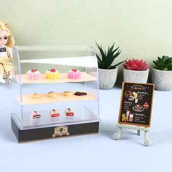 1 Takım 1: 12 Dollhouse Mini Kek Vitrin Tabela Standı Modeli Bebek Evi Oturma Sahne Dekor Çocuklar Oyuncak Oyna Pretend