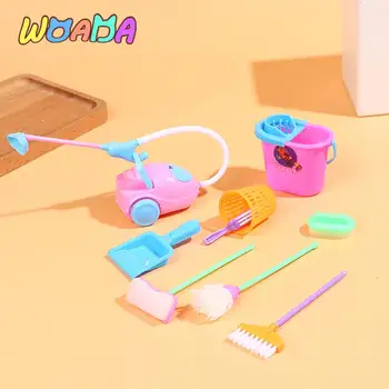 9 adet Mini Bebek Aksesuarları Ev Temizlik Araçları Bebek Aksesuarları Dollhouse Çocuklar eğitici oyuncak
