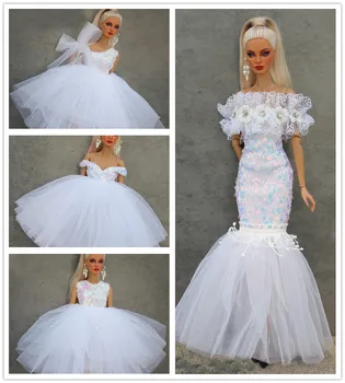 Beyaz elbise / bale elbise dantel gece elbisesi / el yapımı 30cm bebek giyim kıyafet 1/6 Xinyi FR ST barbie bebek / kız oyuncak