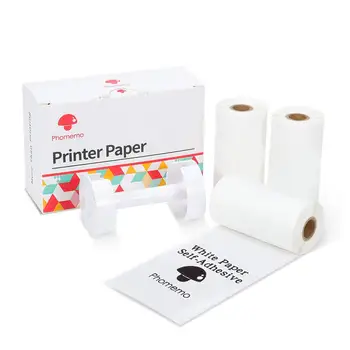 Phomemo 3 Rulo 2 Yıl Beyaz Kendinden Yapışkanlı Termal Kağıt 50mm*3.5 M Etiket Beyaz Tutucu M02 Serisi Taşınabilir Yazıcı