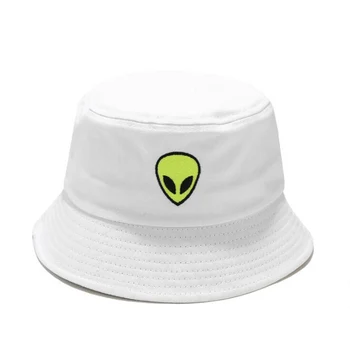 Yeşil Siyah Beyaz Katı Alien Kova Şapka Unisex Bob Kapaklar Hip Hop Gorros Erkekler Kadınlar Yaz Panama Plaj Güneş Balıkçılık Kaput