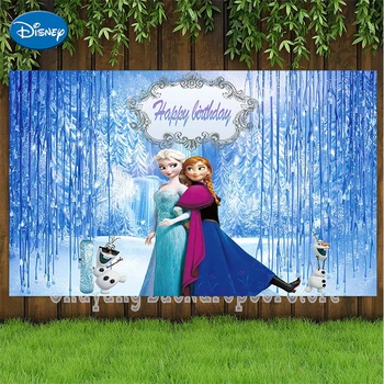 Disney Buz Dondurulmuş Anna Elsa Prenses Doğum Günü Arka Dekorları Vinil Kumaş Parti Arka Planında Bebek Duş Malzemeleri Çocuk Kız