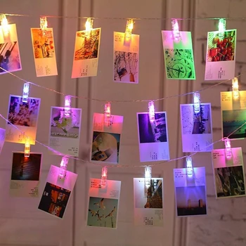 2 M KPOP Photocards klipleri ile LED dize ışıkları dekorasyon odası dekorasyon için resim asmak için fotoğraf stüdyosu duvar ışıkları dizeleri