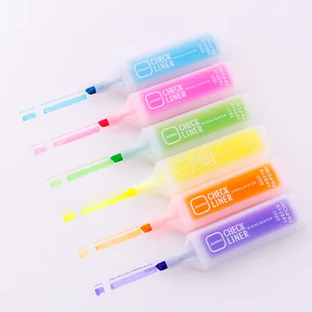 6 Renkler Sevimli Vurgulayıcı Kalem Pastel Tebeşir İşaretleyici Japon Floresan Kalemler Renkli Okul Malzemeleri Toptan Kore Kırtasiye