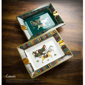Avrupa Tarzı Puro Küllük 2 Yuvaları Renk Boyama Seramik Ofis Ev Dekorasyon Hediye Kutusu Paketi