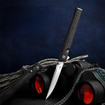 Ince Bıçak kaymaz Kolu D2 Paslanmaz Çelik Katlanır Bıçak Kendini savunma Açık Cep Bıçak Taşınabilir Geri Klip Alan Bıçak