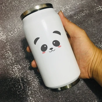 Sevimli Panda 11 oz Çift Katmanlı Paslanmaz Çelik Kahve Termos Su Şişesi Kızı Kız Doğum Günü Hediyesi
