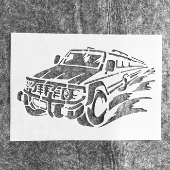 A4 29cm SUV Araba DIY Katmanlı Şablonlar duvar tablosu Karalama Defteri Boyama Kabartma Albümü Dekoratif Şablon