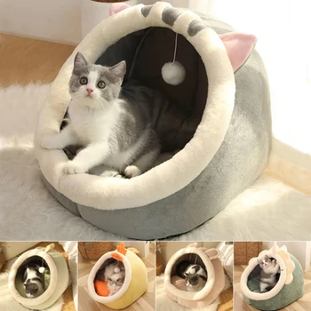 Tatlı Kedi Yatak Sıcak Pet Sepeti Rahat Yavru Şezlong Yastık Kedi Evi Çadır Çok Yumuşak Küçük köpek halısı Çantası Yıkanabilir Mağara Kediler Yatak