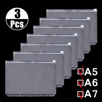 Şeffaf PVC A5 A6 A7 Bağlayıcı Cepler Fermuar Dosya Klasörleri 6-Ring Dizüstü Bağlayıcı Dosyaları Raporları Bağlayıcı DIY Öğrenci Kırtasiye Yeni