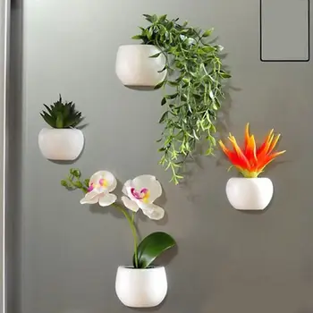 Simülasyon Bitki Buzdolabı Mıknatısları Bonsai Etli Bitki Mıknatıs Düğmesi Saksı Bitki Buzdolabı Sticker Ev Dekorasyon