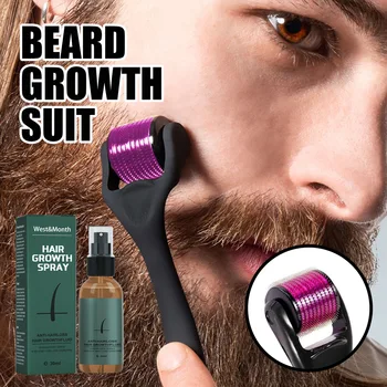 Erkekler sakal uzatma Rulo Seti sakal uzatma Kiti erkek sakal uzatma Özü Besleyici Artırıcı Sakal yağ püskürtme şişesi Sakal Bakımı 30ml