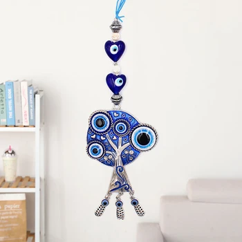 1 Adet Türk Mavi Cam Nazar Muska Aşk Kalp Hayat Ağacı Ev Araba Ofis Koruma Şanslı Hediye Duvar Asılı Dekorasyon