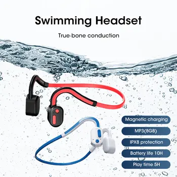 Kemik İletim Bluetooth5. 0 Kulaklık Mic ile Dahili 8G Bellek Kulaklık IPX8 Yüzme Kablosuz Spor Kulaklıklar Su Geçirmez