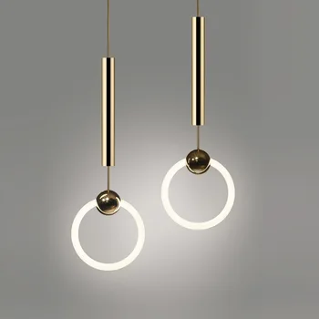 Modern Led halka kolye ışıkları fikstür armatür yatak odası asılı lambalar ev dekorasyon ışıklandırma altın droplight mutfak iskandinav