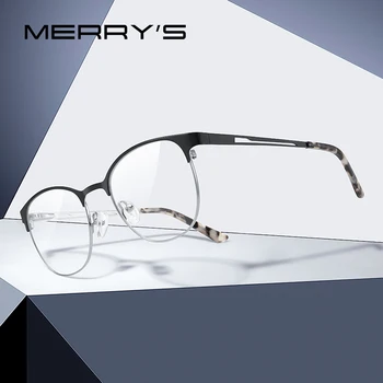 MERRYS tasarım Kadınlar Klasik Oval Gözlük Çerçeve Ultralight Titanyum Alaşımlı Optik Miyopi Reçete Gözlük S2386