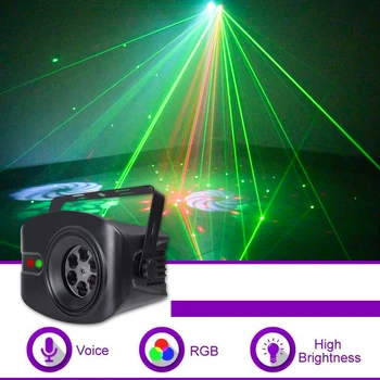 Lazer Projektör Ev Partisi DJ Disko KTV Sahne Aydınlatma Etkisi Projektör Akıllı Ses Kontrolü LED Meslek Lazer Projektör