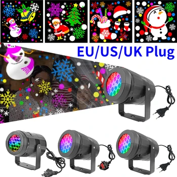 Noel partisi ışıkları kar tanesi lazer projektör Led sahne ışık dönen noel desen açık tatil aydınlatma yılbaşı dekoru
