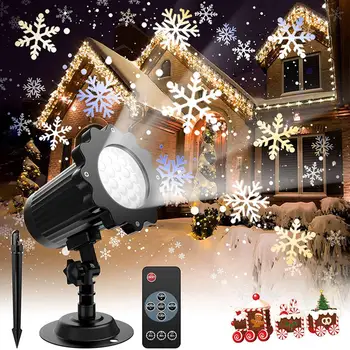 Noel projektör ışıkları açık Led kar tanesi projeksiyon lambası uzaktan kumanda projektör ışıkları çim bahçe dekorasyon için