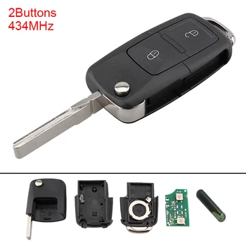 2 Düğmeler Anahtarsız Kesilmemiş Çevirme Uzaktan Anahtar Fob ile ID48 Çip 1J0 959 Fit VW Beetle Bora Passat Polo Taşıyıcı T5 2002-2010