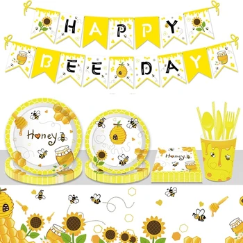 Arı Doğum Günü Partisi Dekoru Bal kağıt bardaklar Sofra Takımı Arı Altın Karikatür Hayvanlar Balonlar Çocuklar Doğum Günü Arı Bebek Duş Malzemeleri
