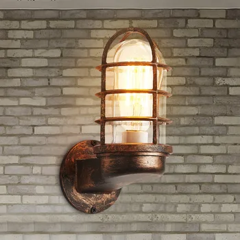 WADBTY Vintage Endüstriyel Duvar Lambası Kafes Koruma Aplik Loft Duvar lambası Retro Sanayi Rüzgar aydınlatma armatürü Modern Duvar Lambaları Demir