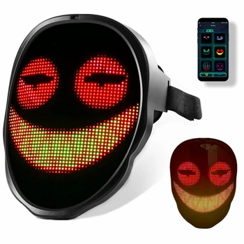 Cadılar bayramı Light Up Maske ile LED Ekran APP Kontrollü LED Maske Tam Renkli LED Yüz Değiştirme Aydınlık Maske Destek DIY Görüntü