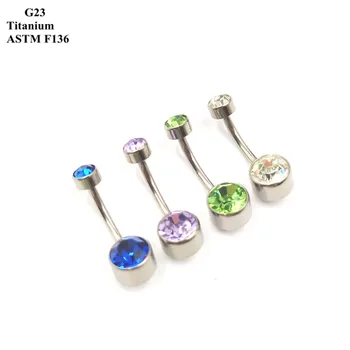 G23 Titanyum Göbek Tırnak Basit Taban 8mm Zirkon Ve Opal Düz Tabanlı İç Dişli Piercing Takı kadın Göbek Halkası