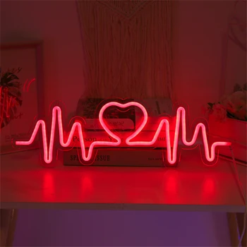 Wanxıng Kalp Atışı Neon burcu ışık LED aşk Logosu lamba Düğün Aydınlatma İtirafı arka Plan yatak odası Bar duvar Dekor USB Powered