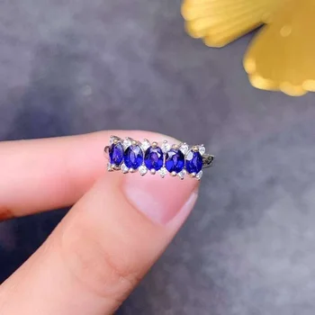 YULEM Yeni Varış 3 * 4mm 5 adet Koyu Mavi Doğal Sri Lanka Safir Yüzük Gümüş 925 Nişan Yüzüğü kadınlar için