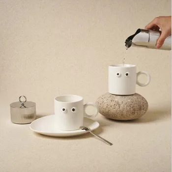 350ml Seramik Kahve Kupa Kawaii Gözler Görünüyor Çay süt kulplu fincan Kahvaltı İçin Yaratıcı Drinkware Komik Su Bardağı Hediye