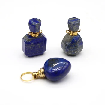 Doğal Taş Kolye uçucu yağ Difüzör Charms Doğal Lapis Lazuli Parfüm Şişesi Kolye Yapımı için DIY Takı Kolye