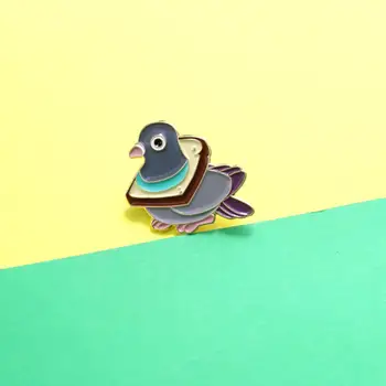 RNG Sevimli Kuş Ekmek Metal Emaye Pin Buğday Lezzetli Dilim Yaka Eğlenceli Karikatür Hayvan Broş Gömlek Rozeti Çantası Yaka Takı Hediye
