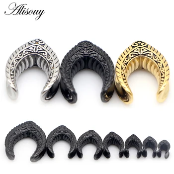 Alisouy 2 ADET Yeni Eyer Kulak Tünel Fiş piercing halkası Genişletici Çiviler Sedyeler Moda Vücut Piercing Takı Küpe 8-25mmm