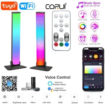CORUİ Tuya 2PC Senfoni Işık Bar WiFi+IR Akıllı LED Işık Bar Renk Bar Işık Esports Oda Destek Alexa Google Ev