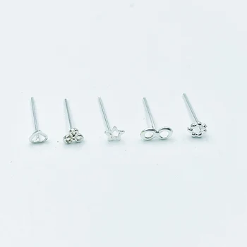 Karışık tasarım Burun Pin 925 ayar gümüş alerji ücretsiz Burun Piercing takı paketi 20 adet
