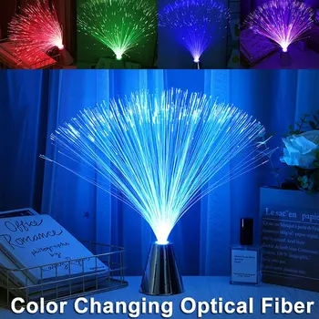 1 Adet Renkli LED Fiber optik ışık gece lambası Noel düğün tatil ev dekor renk rastgele 8 * 8 * 34 cm