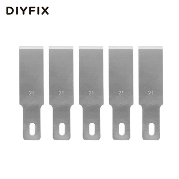 DIYFIX 5 adet 21# Yüksek Hassasiyetli Bıçak Bıçakları Ahşap Oyma Araçları Gravür Zanaat Bıçak Neşter Kesme Aleti PCB Tamir Araçları