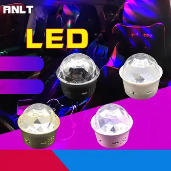 Yeni Mini LED Sihirli Lamba Araba Disko Topu RGB DJ USB Şarj Edilebilir Ses Aktif Dönen Sahne parti ışığı