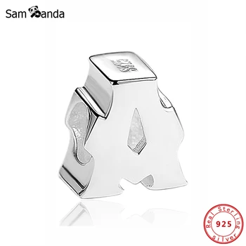Otantik %100 %925 Gümüş Alfabe Charm Boncuk 26 Mektuplar Charms Alfabe Fit Pandora Bilezikler Kadınlar DIY Takı Yapımı