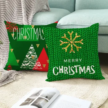 Noel kırmızı yeşil minder örtüsü 45x45cm ev dekor oturma odası dekorasyon yastık