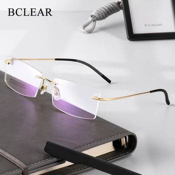BCLEAR Optik Moda Çerçevesiz Gözlük Çerçeve Bellek Titanyum Gözlük Reçete Ultralight Esnek Çerçeveleri Yüksek Kalite Yeni