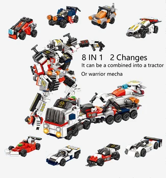 378 ADET Kamyon Yapı Taşları Taşıma Aracı Çocuk Tuğla Deformasyon Robot Modeli Setleri Eğitici Oyuncaklar Çocuk Hediyeler için