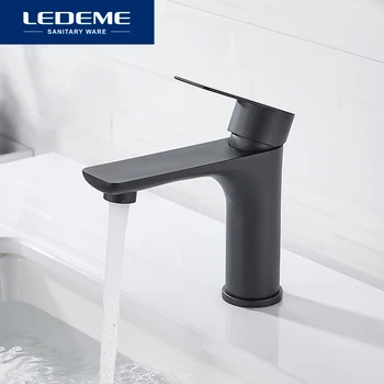 LEDEME Siyah Havza Musluk Mikser banyo lavabo musluğu Güverte Üstü Tek Kolu Paslanmaz Çelik Musluk L71018
