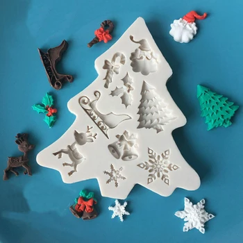 DIY Noel Şekerleme Kalıp Silikon Yaratıcı Elk Noel Ağacı Kar Tanesi Desen Pişirme Kalıp Noel Dekorasyon Mutfak Alet