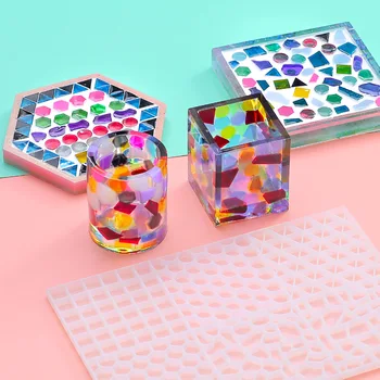 DIY Mozaik Yaratıcı silikon kalıp Mozaik Reçine Coaster Kalıpları Ev Yapımı Dalga Noktası kolaj şişesi Parçacık Kalıp 2022